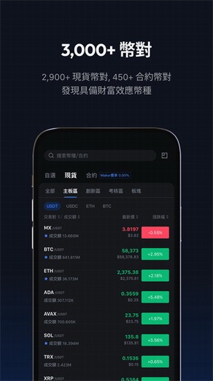 抹茶交易所APP操作界面展示